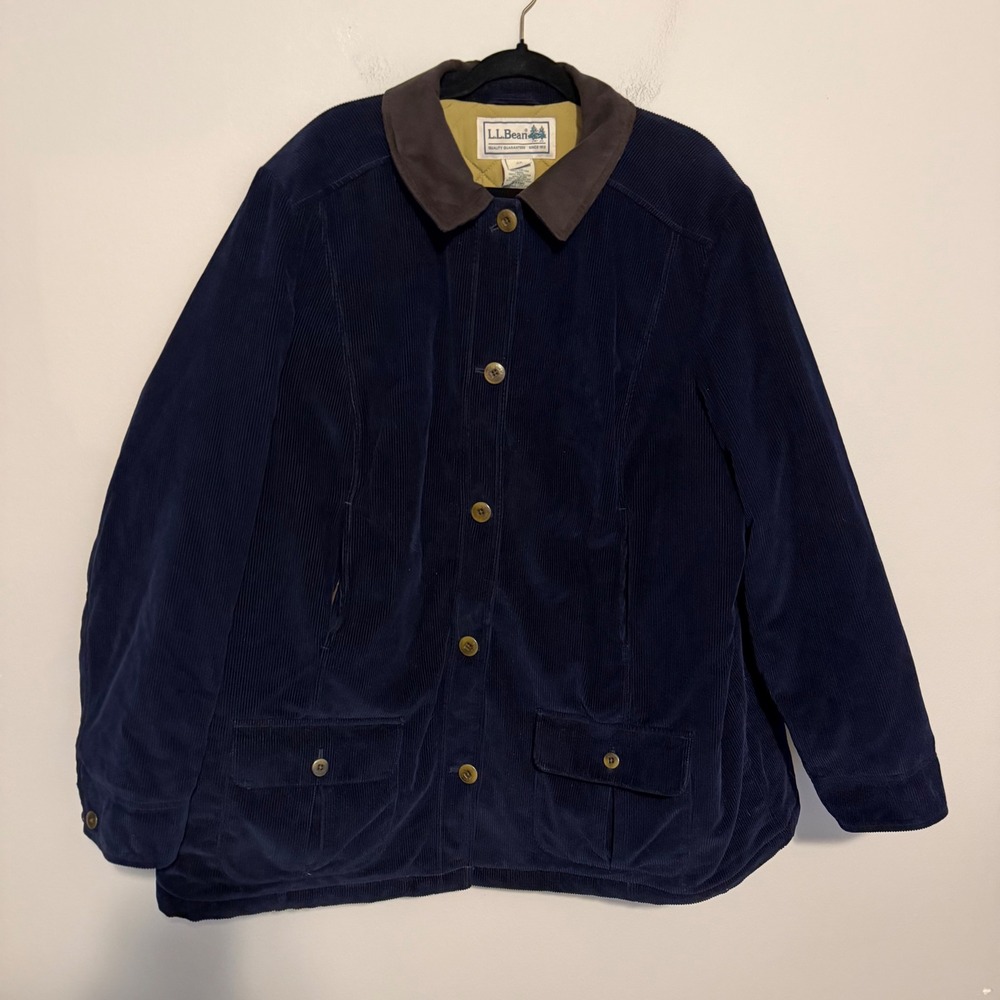 Vintage L.L. Bean chore barn jacket blue corduroy 3X fisherman heritage casual